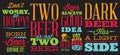 Vector set of stylized quotes on the topic of beer. Color text on a black background