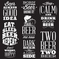 Vector set of stylized quotes on the topic of beer. White text on a black background