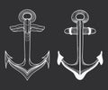 Vector set of stylized ship anchors. Linear Art. Collection of tattoos with an anchor.