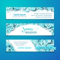 Vector set of summer sky horizontal banners. Royalty Free Stock Photo