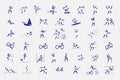 Vector set of summer sport icons. Silhouette sport sign collection. Tokyo pictograms indoor and outdoor activities, single, team