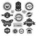 Vector Set of Summer typographic retro labels and vintage badges. Grunge effect in separate layer.