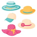 Vector set of summer women`s hats Royalty Free Stock Photo