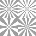 Vector set of sunburst backgrounds. Radial rays of different size. circular light beams. Abstract illustration.