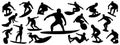 Vector set of surfer silhouette