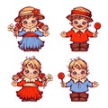 Vector set of sweet children for Festa Junina party Royalty Free Stock Photo