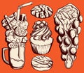 Vector set of sweet food