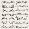 Vector set of Swirl Elements for design. Calligraphic page decoration, Labels, banners, antique and baroque Frames Royalty Free Stock Photo