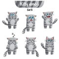 Vector set of tabby cat characters. Set 5