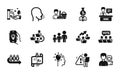 Vector set of Teamwork chart, Cough and Manager icons simple set. Vector