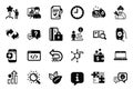 Vector Set of Technology icons related to 360 degrees, Notebook and Search book. Vector