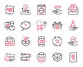 Vector Set of Technology icons related to Global engineering, Open box and Favorite. Vector