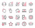 Vector Set of Technology icons related to Graph chart, Ram and Open box. Vector Royalty Free Stock Photo