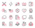 Vector Set of Technology icons related to Loan percent, Talk bubble and Survey. Vector