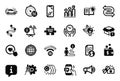 Vector Set of Technology icons related to Loyalty gift, Internet document and Megaphone. Vector