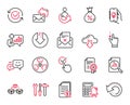 Vector Set of Technology icons related to Reject letter, Reject certificate and Share. Vector