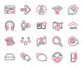 Vector Set of Technology icons related to Research, Touchscreen gesture and Chemistry experiment. Vector