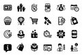 Vector Set of Technology icons related to Sale tags, Voting hands and Calendar. Vector