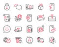 Vector Set of Technology icons related to Seo adblock, Contactless payment and Scroll down. Vector