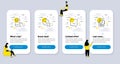 Vector Set of Technology icons related to Swipe up, Timer and Smile. Vector