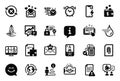 Vector Set of Technology icons related to Video conference, Security contract and Crowdfunding. Vector
