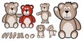 Vector set of teddy bears fully customizabled