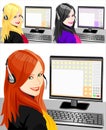 Vector Set of telephone operator three color Royalty Free Stock Photo