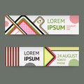 Vector set template banners with Geometric Elements neo Memphis. Retro design