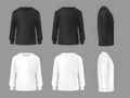 Vector set template of male T-shirts with long sleeve Royalty Free Stock Photo