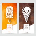 Vector set of templates packaging ice cream, label