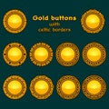 Vector set of ten golden celtic knotwork buttons