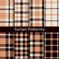 Vector set of ten seamless traditional brown tartan patterns