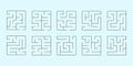 Vector set of ten square mazes