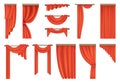 Vector set of theatre red curtains Royalty Free Stock Photo