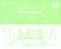 Vector set of thin line Engineering and Architecture concept banners Royalty Free Stock Photo
