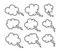 Vector set of thought thin line bubbles, dialog bubble icon Royalty Free Stock Photo