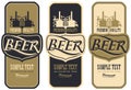 Set of beer labels with brewery production