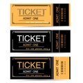 vector set tickets Black and white, orange design. Royalty Free Stock Photo