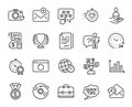 Vector set of Timer, Winner and Diagram graph line icons set. Vector