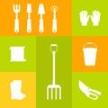 Vector set of tools for gardening.  Icon silhouette Royalty Free Stock Photo