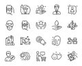 Vector set of Touchscreen gesture, Water care and Employees teamwork line icons set. Vector