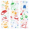 Vector set with toys icons. Pattern for kindergarten, little children. Kids playing. Royalty Free Stock Photo