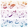 Vector set with toys icons. Pattern for kindergarten, little children. Kids playing. Royalty Free Stock Photo