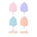 Vector set a traditional cotton candy. An icons in a flat style isolated on a white background. Royalty Free Stock Photo