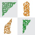 Vector set of traditional orange and green Thai ornaments