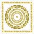 Vector set Traditional vintage golden square and round Greek ornament Meander and floral pattern on a black background Royalty Free Stock Photo