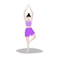 Vector set of training girl. Woman doing fitness and yoga exercises. Royalty Free Stock Photo