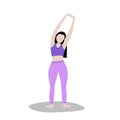 Vector set of training girl. Woman doing fitness and yoga exercises. Royalty Free Stock Photo