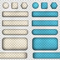 Vector set of transparency buttons. Vector illustration contains gradients and effects.