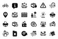 Vector Set of Transportation icons related to Parking, Delivery man and Ship travel. Vector